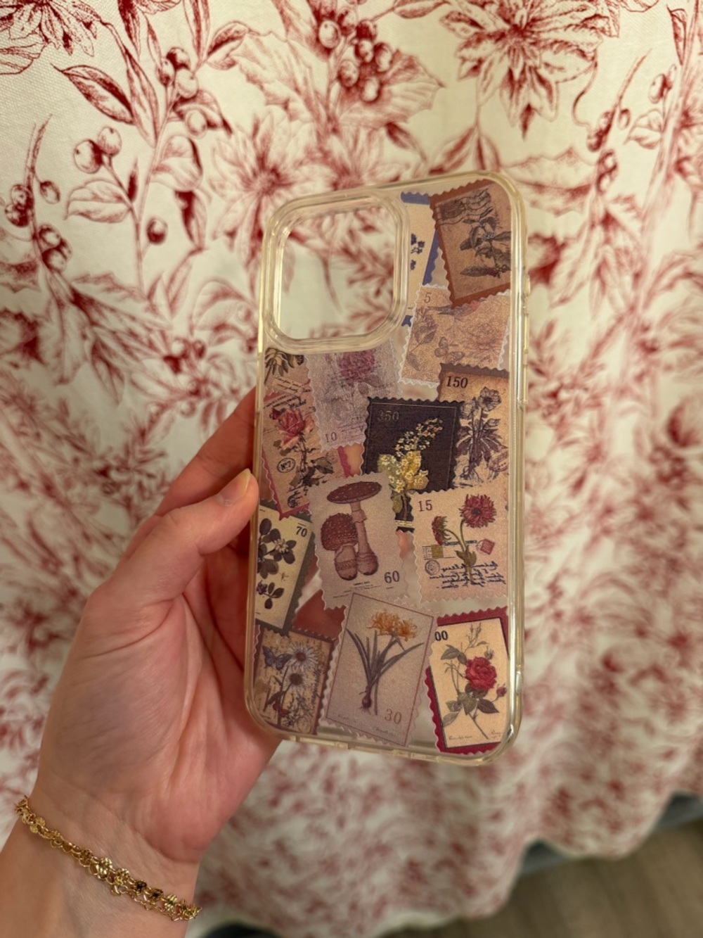 Vintage floral stamp design iPhone 15 pro max case 🌼💌🥀